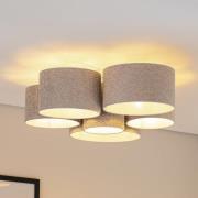 Plafondlamp Boucle met zes kappen, grijs
