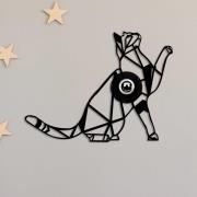 Wandlamp W-037, zwart, kattenmotief, MDF-hout, lasergesneden