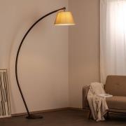 Vloerlamp Sinea, bruin/zandkleurig, hoogte 110 cm, ijzer, textiel