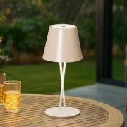 Lindby LED oplaadbare tafellamp Janea, CROSS, beige, metaal