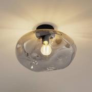Lindby plafondlamp Lelia, rookgrijs, glas, Ø 35 cm