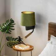 Wandlamp Chillin met leeslampje, groen/goud
