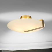 Zonnewijzer plafondlamp, goud/opaal wit, staal, glas, E27