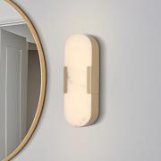 LED badkamer wandlamp Opaline hoogte 35 cm goudkleurig metaal/hars