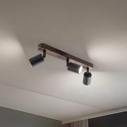 Plafondspot Subrin, notenhout, 3-lamps