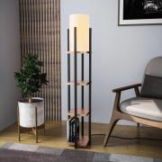 Vloerlamp Shelf, zwart/koper, stof, hoogte 130 cm, E27