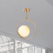 Plafondlamp Dolunay, Ø 26 cm, goudkleurig, glas, E27