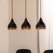Hanglamp Yildo, lengte 65 cm, zwart/koper, metaal