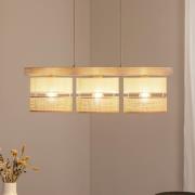 Hanglamp Treeon, 3-lamps, hout, jute, naturel/ecru