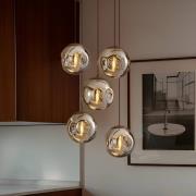Lindby hanglamp Valentina, glas, rookgrijs, rond, 5-lamps.