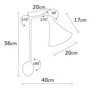 Wandlamp Berceste 7956, zwart/goud, hoogte 56 cm