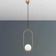 Hanglamp Mudoni, goud/wit, glas, metaal, E27