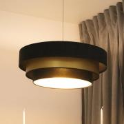 Triniti hanglamp, zwart/goud, Ø 60 cm, textiel