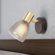 wandlamp Lindita, glas, rookgrijs, E14, draaibaar