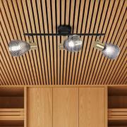 Plafondlamp Lindita, 3-lamps, glas, rookgrijs, E14