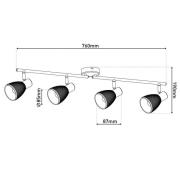 Plafondlamp Lindita, 4-lamps, glas, rookgrijs, E14