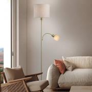 Vloerlamp Filomena, beige/messing, textiel, leesarm, E27, E14