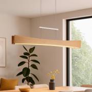 LED hanglamp Peru, eiken/nikkel, lengte 116 cm