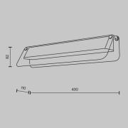 LED wandlamp FLAT, grijs/messing, breedte 43 cm, glas/metaal