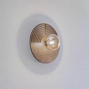 Wandlamp Lunar, wit/houtkleur, Ø 30 cm, G9