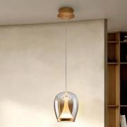LED hanglamp Suspiro, Ø 18 cm, goud-/amberkleurig, glas