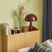 HÜBSCH tafellamp Mush, bruin, metaal, hoogte 50 cm