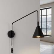 wandlamp LYS, zwart, Ø 14 cm, metaal, stekker, E14