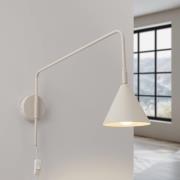 wandlamp LYS, beige, Ø 14 cm, metaal, stekker, E14