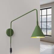 wandlamp LYS, olijfgroen, Ø 14 cm, metaal, stekker, E14