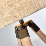 Tafellamp Fynriel, beige, hout/textiel, driepoot, 35 cm