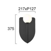 wandlamp Fedora, hoogte 37 cm, zwart, metaal/glas