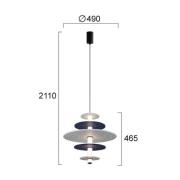 LED hanglamp Azul, hoogte 46 cm, blauw/grijs/zwart, vilt