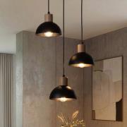 Seco hanglamp, Ø 30 cm, zwart, metaal/hout, 3-lamps.