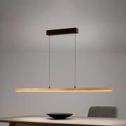 LED hanglamp Shine-Wood, lengte 141 cm, eiken/zwart CCT