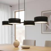 Hanglamp Drumz 4, zwart, stof/staal, lengte 80 cm, E14