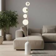 Vloerlamp Etno LP4, wit, glas/staal, hoogte 140 cm, G9