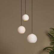 Hanglamp Bina, lengte 45 cm wit/zwart, porselein 3-lamps.