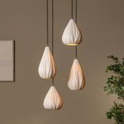 hanglamp Cinzia, wit/zwart, Ø 55 cm, porselein, 4-lamps.