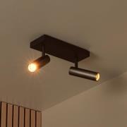 Plafondspot Grado, lengte 25 cm, grijs, metaal, 2-lamps.