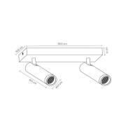 Plafondspot Grado, lengte 25 cm, taupe, metaal, 2-lamps.