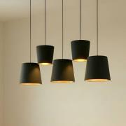 Lucande Thamila hanglamp, zwart, goud, ijzer