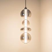 LED hanglamp Daphne, glas grijs-transparant, hoogte 62 cm