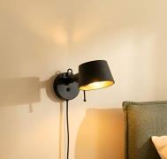 Lucande wandlamp Silka, 14 cm, zwart, flexibel, stekker