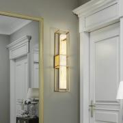 LED buiten wandlamp BLAKLEY, goud/alabaster, hoogte 61 cm, IP44