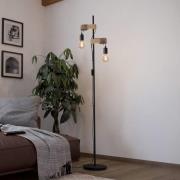Vloerlamp Townshend 2-lamps zwart/hout licht