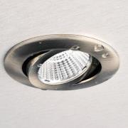 Plafond inbouwlamp Dione, IP44, 3.000 K, nikkel, dimbaar