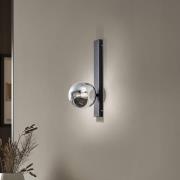 wandlamp Rumba, zwart/rookgrijs, glas/metaal Hoogte 40 cm