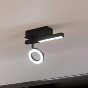 LED plafondspot Cardillio 2 zwart met één Ring
