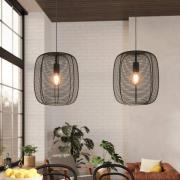 Hanglamp Rinroe, lengte 90 cm, zwart, 2-lamps, staal