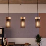 Hanglamp Klinsdale, zwart/bruin, 3-lamps.